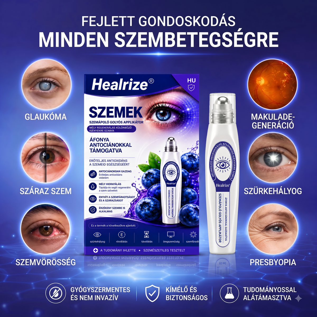 💙🥃𝐇𝐞𝐚𝐥𝐫𝐢𝐳𝐞® áfonyantocianint tartalmazó roll-on szemkörnyékápoló szérum – hatékonyan megszünteti a szürkehályogot | a glaukómát | a presbyopiát